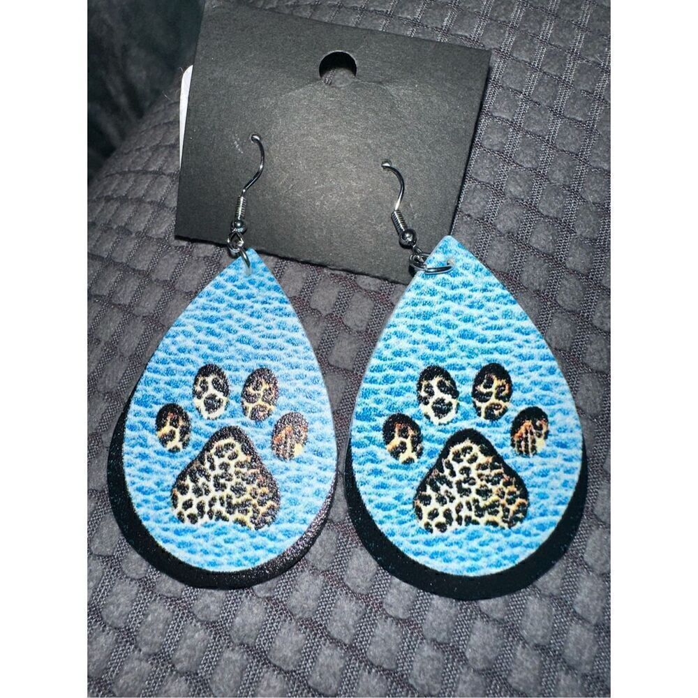 Dog paw Teardrop layered Earrings